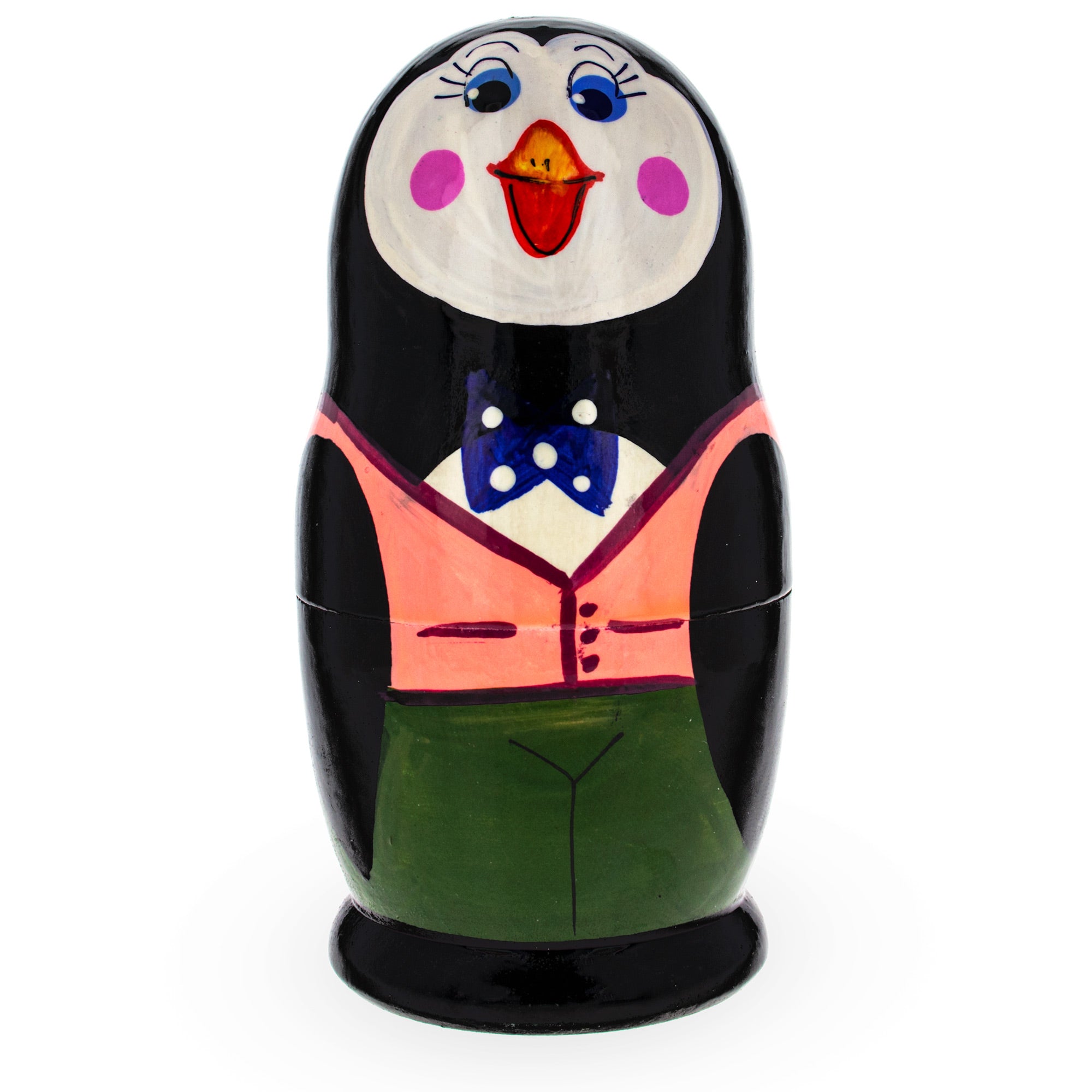 Set of 5 Happy Penguins Nesting FigurinesCzech Republic , dimensions in inches: 4.2 x  x