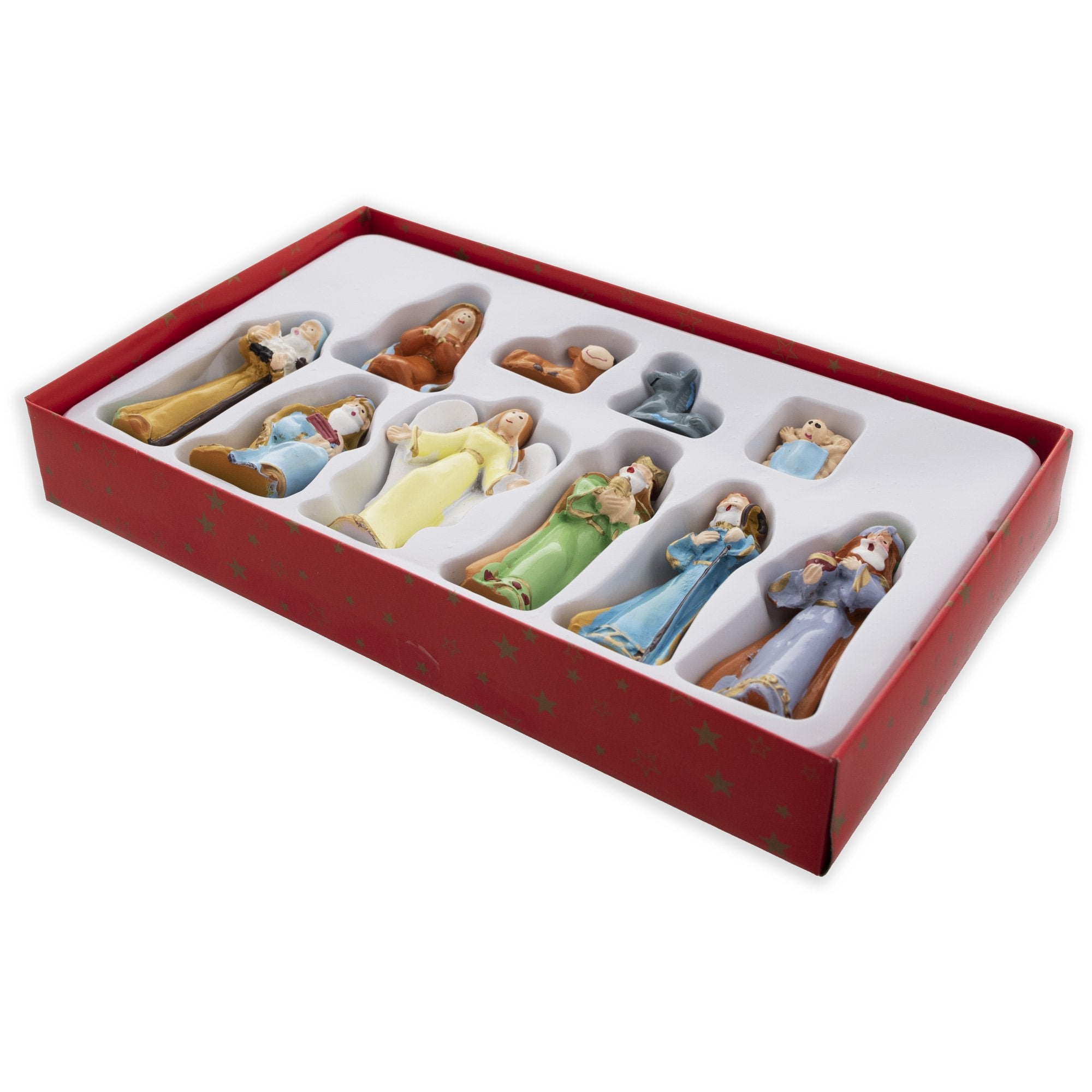 Set of 10 Miniature Nativity Scene Gift Set FigurinesChina , dimensions in inches: 2.5 x  x