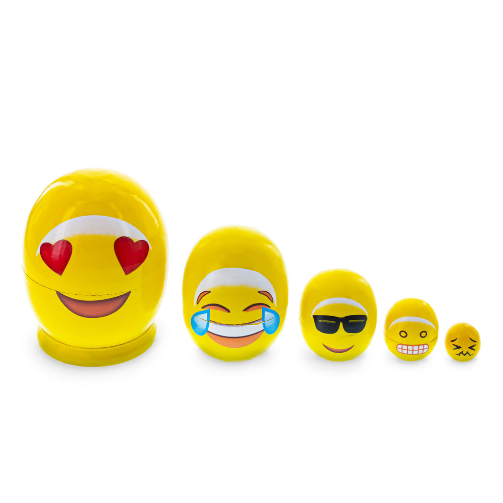 Facial expression Wooden Nesting Dolls in Yellow color