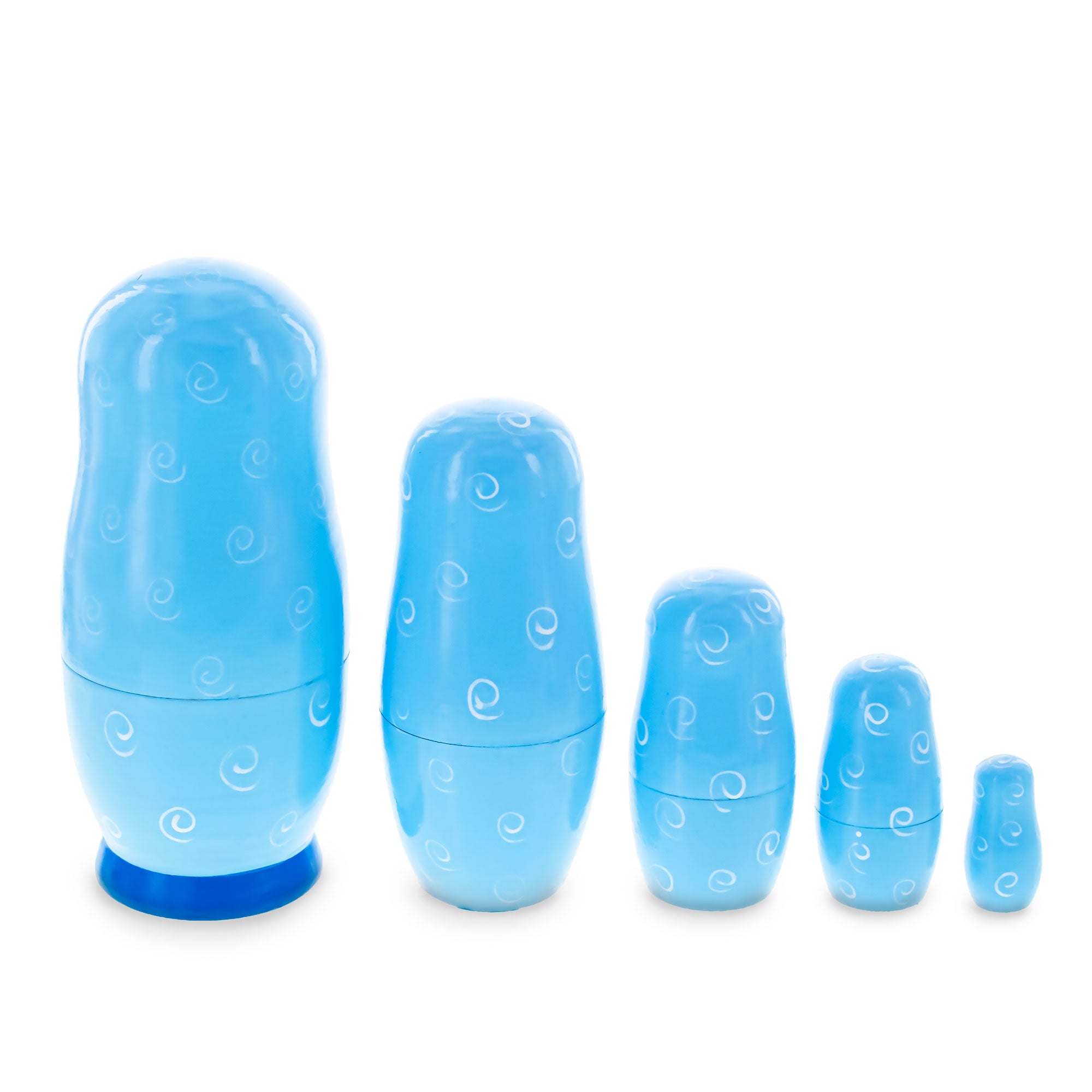 5 Girls with Daisy Flowers & Blue Skirt Wooden Nesting Dolls 6 Inches , dimensions in inches: 6 x 3.14 x