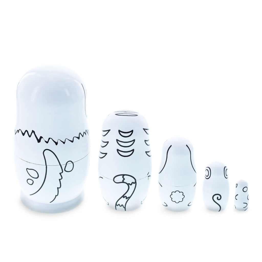 Shop 5 Unpainted Animals Wooden Nesting Figurines 4.75 Inches. Buy Nesting Dolls > Animals White