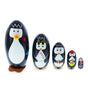 Set of 5 Penguins Wooden Nesting Dolls 5 Inches in Black color