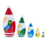 Set of 5 Multicolor Santa with Christmas Gifts Wooden Nesting Dolls 5.5 Inches , dimensions in inches:  x  x