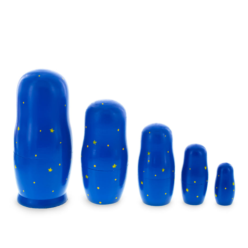 Shop Set of 5 Nativity Scene Set Wooden Nesting Dolls 5.75 Inches. Buy Nesting Dolls Religious Blue   for Sale by Online Gift Shop BestPysanky religious nativity Christian stackable matryoshka stacking toy babushka Russian authentic for kids little Christmas nested matreshka wood hand painted collectible figurine figure statuette