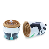 Panda, Tiger, Leopard, Monkey, Eagle Wooden Nesting Dolls , dimensions in inches: 5.5 x 1.3 x