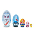 5 Bunny, Duck, Rooster, Hen & Chick Egg Shape Wooden Nesting Dolls 5 Inches in Gray color