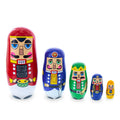 Set of 5 Nutcrackers Wooden Nesting Dolls 5.5 Inches in Multi color