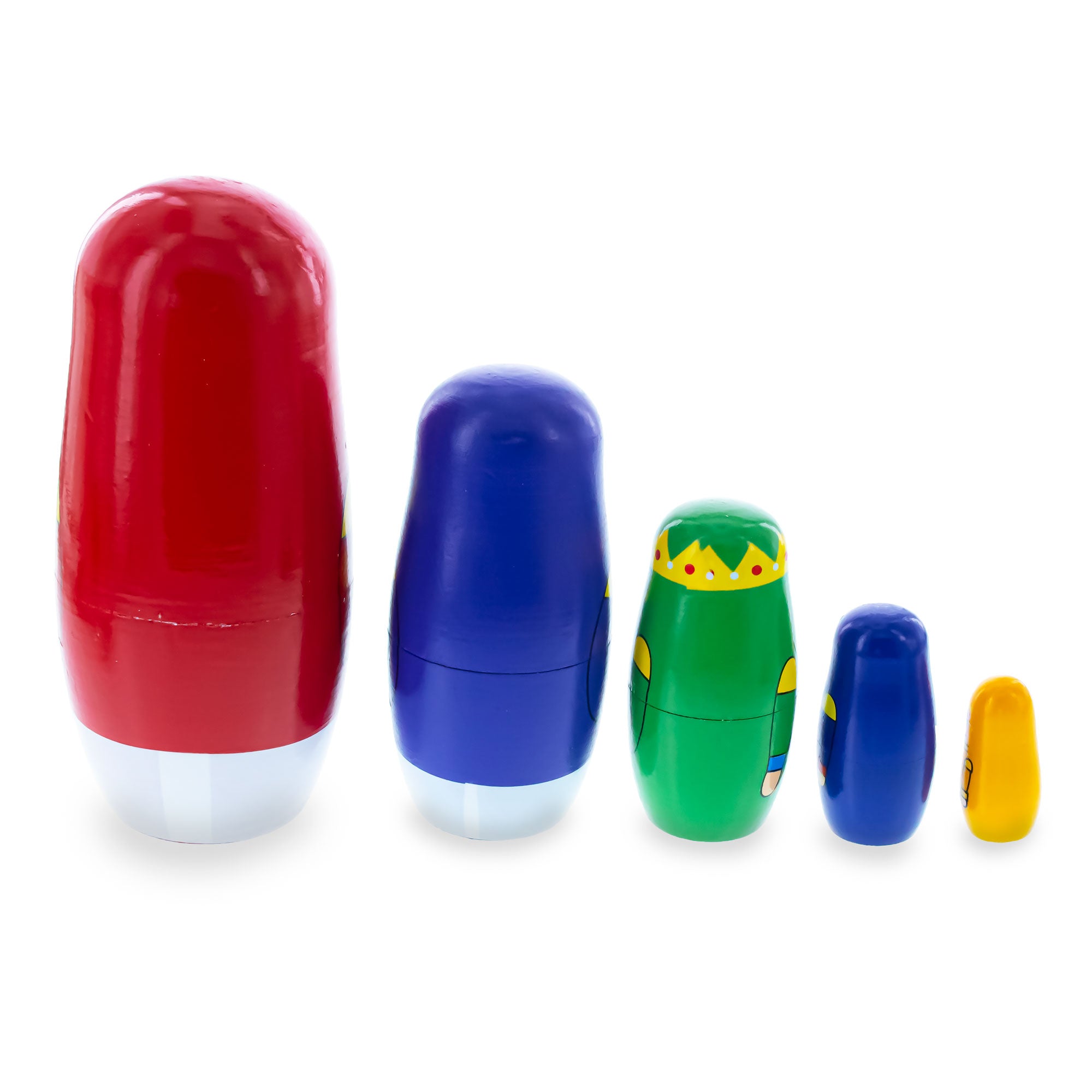 Shop Set of 5 Nutcrackers Wooden Nesting Dolls 5.5 Inches. Buy Nesting Dolls Nutcrackers Multi   for Sale by Online Gift Shop BestPysanky stackable matryoshka stacking toy babushka Russian authentic for kids little Christmas nested matreshka wood hand painted collectible figurine figure statuette