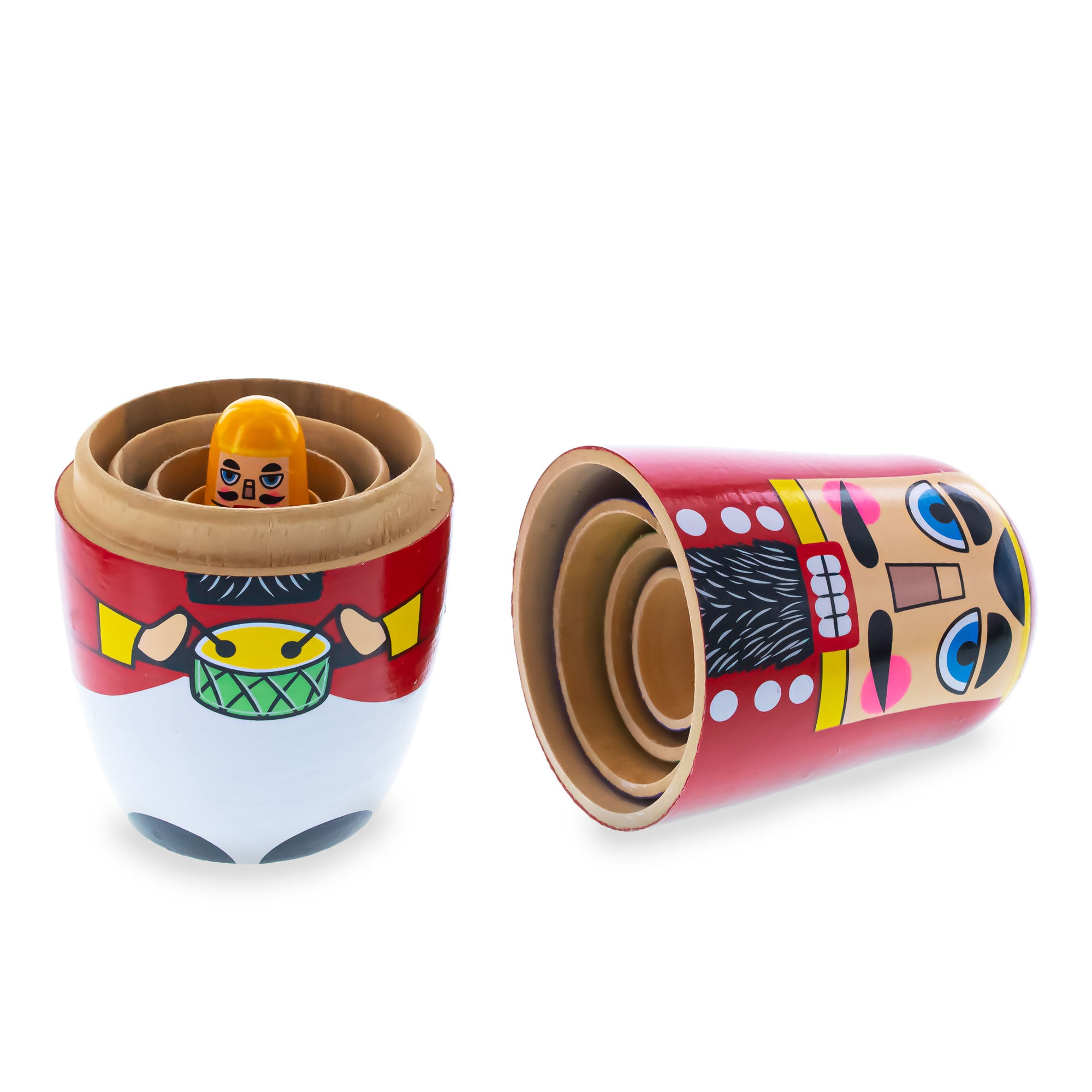 Set of 5 Nutcrackers Wooden Nesting Dolls 5.5 Inches , dimensions in inches: 5.5 x 3 x 3