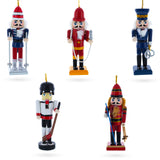 5 Nutcrackers: Firefighter, Policeman, Hockey, Skier, Snowboarder 5 Inches in Blue color