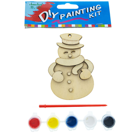 Unfinished Wooden Snowman Christmas Ornament Cutout DIY Craft Kit in Beige color,  shape
