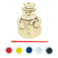 Unfinished Wooden Snowman Christmas Ornament Cutout DIY Craft Kit in Beige color