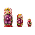 Set of 3 Anemone Flowers Wooden Nesting Dolls 3.5 Inches in Red color