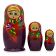 Set of 3 Deep Red Dress Wooden  Nesting Dolls 3.5 Inches in Red color,  shape