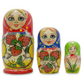 3 Strawberries Multi-Color  Nesting Dolls 4 Inches in Red color