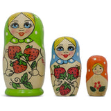 Set of 3 Green Blue and Orange  Nesting Doll 4 Inches in Green color