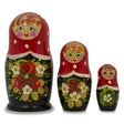 Set of 3 Red and Black Dress Nesting Dolls 3.5 Inches in Red color,  shape