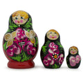 Set of Flowers on Black and Red Dress Nesting Dolls 3.5 Inches in Multi color