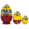 Wood Set of 3 Hen and Chicks Wooden Nesting Dolls 4.75 Inches in Yellow color Oval