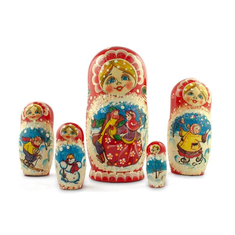 BestPysanky online gift shop sells stackable matryoshka stacking toy babushka Russian authentic for kids little Christmas nested matreshka wood hand painted collectible figurine figure statuette