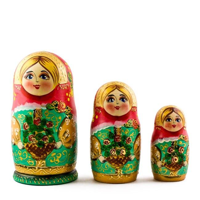 BestPysanky online gift shop sells stackable matryoshka stacking toy babushka Russian authentic for kids little Christmas nested matreshka wood hand painted collectible figurine figure statuette