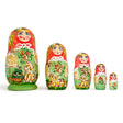 Set of 5 Girls with Cats Wooden Nesting Dolls 6.5 Inches in Multi color,  shape