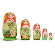 Set of 5 Girls with Cats Wooden Nesting Dolls 6.5 Inches in Multi color
