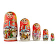 Set of 5 Winter Night  Wooden Nesting Dolls 6.5 Inches in Multi color