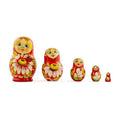 Set of 5 Daisy Flowers on Red Dress Nesting Dolls 3.5 Inches in Red color