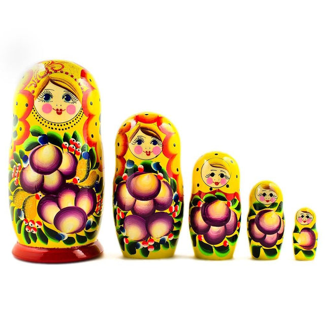 Set of 5 Darya Nesting Dolls 7 Inches in Multi color,  shape
