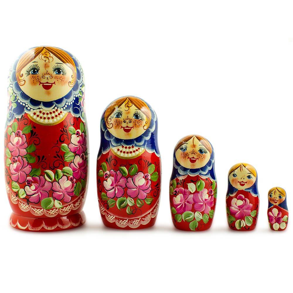5 pcs Nadezhda Nesting Dolls 7 Inches in Multi color