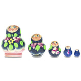 Set of 5 Miniature Blue Floral Nesting Dolls  1.75 Inches in Blue color
