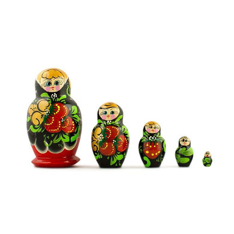 Set of 5 Wooden Nesting Dolls  3.5 Inches in Black color,  shape