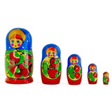 Set of 5 Traditional in Blue Scarf Nesting Dolls  6 Inches in Blue color