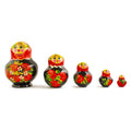 Set of 5 Elena Red Dress Wooden Nesting Dolls 4.75 Inches in Red color
