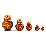 Set of 5 Elena Red Dress Wooden Nesting Dolls 4.75 Inches in Red color,  shape