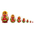 Set of 7 Red and Green Dress  Nesting Dolls 3.5 Inches in Red color