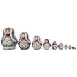 Set of 10 Daisy Flowers on Red Dress Nesting Dolls 5.5 Inches in Red color,  shape