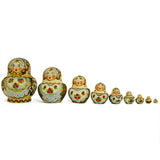 Set of 10 Pyrography Wood burned Nesting Dolls 5 Inches in Multi color,  shape