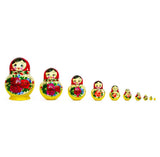 Set of 10 Bouquet of Flowers Nesting Dolls 6 Inches in Red color
