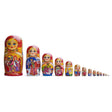 Wood Set of 15 Cartoon Wooden  Nesting Dolls 13 Inches in Multi color