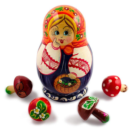 Anastasia with Mushrooms Nesting Dolls 5 Inches in Multi color,  shape