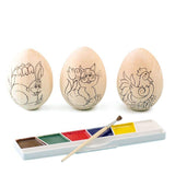 Set of 3 Unfinished Wooden Easter Eggs 3 Inches in Beige color, Oval shape