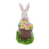 Bunny with Easter Basket full of Flowers 3 Inches , dimensions in inches: 3 x 2.5 x 2.5