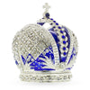 Pewter Royal Crown with Cross in Blue Enamel Jewelry Trinket Box Figurine in Multi color