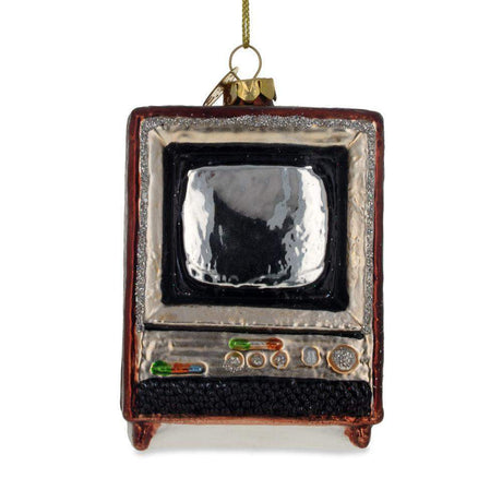 Glass Nostalgic Retro Classic TV - Blown Glass Christmas Ornament in Multi color