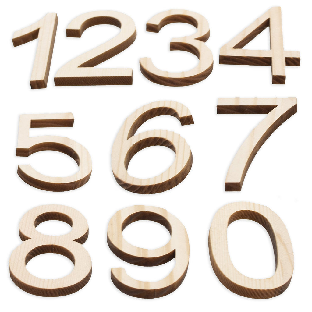Wood Set of 10 Unfinished Wooden Numbers (1.75 Inches) in Beige color