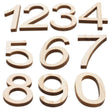 Set of 10 Unfinished Wooden Numbers (1.75 Inches) in Beige color,  shape