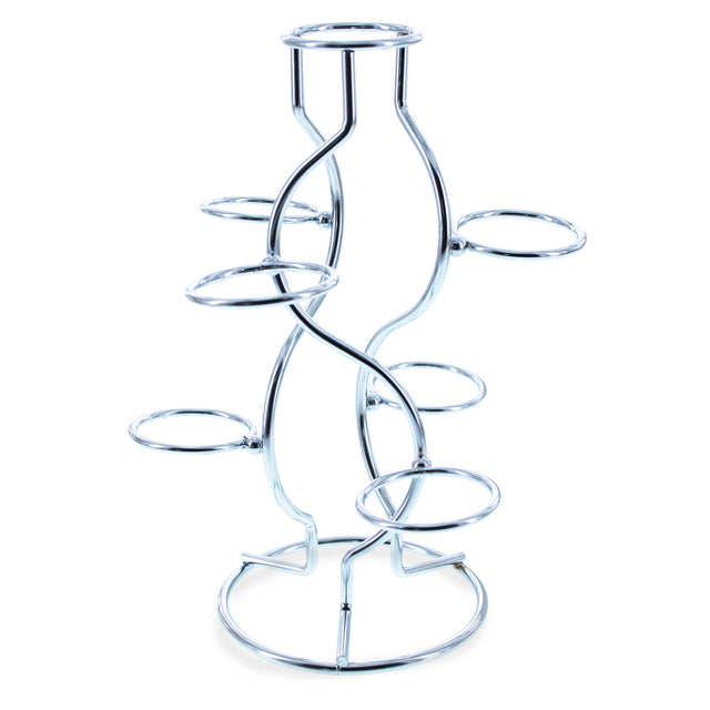 Silver Tone Metal Display Stand - Holds 7 Eggs Spheres 7.5 Inches Tall in Silver color