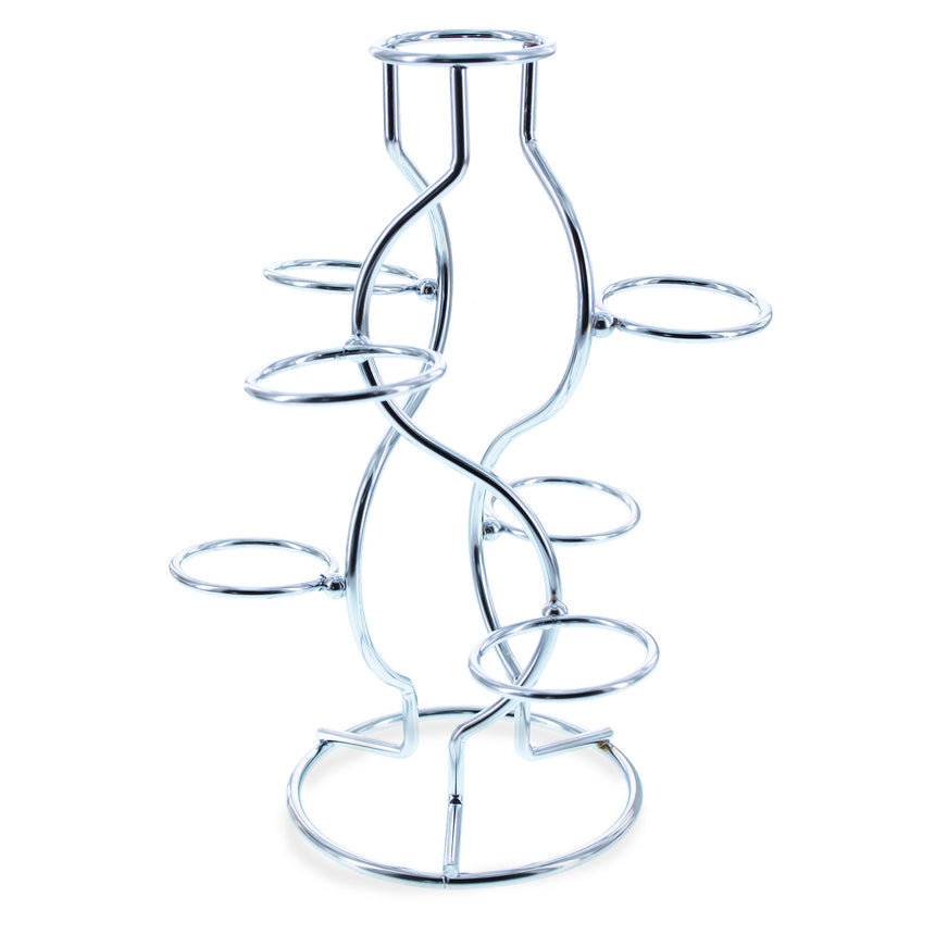 Silver Tone Metal Display Stand - Holds 7 Eggs Spheres 7.5 Inches Tall in Silver color
